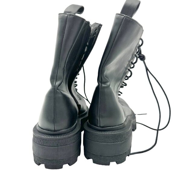 Missguided Combat Boots Size 6.5 Black Lace Up Side Zip Platform 2 in Heel NWOT - Picture 4 of 7